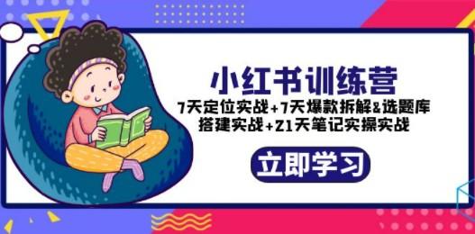 小红书训练营：7天定位实战+7天爆款拆解+选题库搭建实战+21天笔记实操实战-第1张图片-小彬网